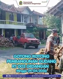 GOTONG ROYONG PEMBANGUNAN GUDANG PERABOTAN RT 003 GEDANGAN